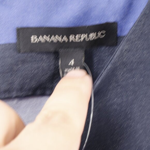 NWT Banana Republic Blouse womens 4 Striped Peplum Top Shimmer Sleeveless blue - Picture 4 of 9